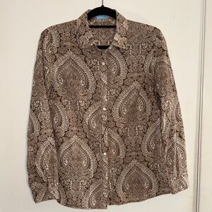 J.McLaughlin Paisley Shirt in Brown and Cream